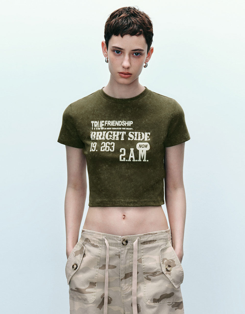 Letter Printed Crew Neck T-Shirt