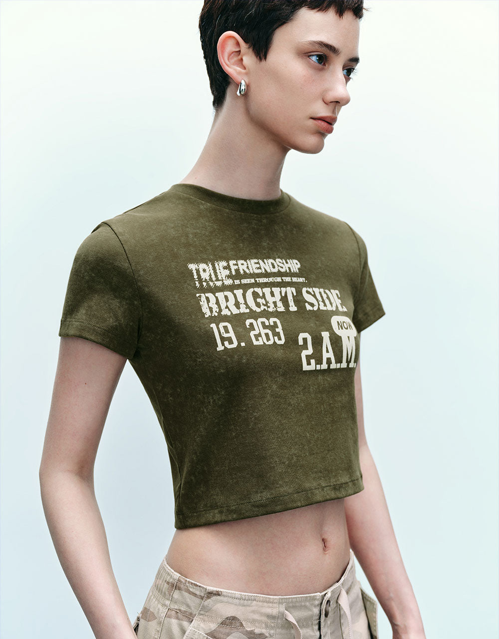 Letter Printed Crew Neck T-Shirt