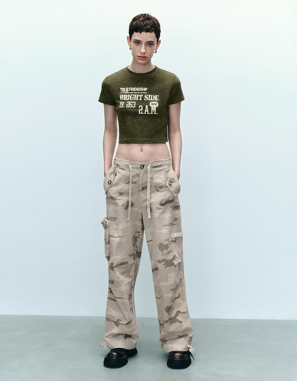 Letter Printed Crew Neck T-Shirt