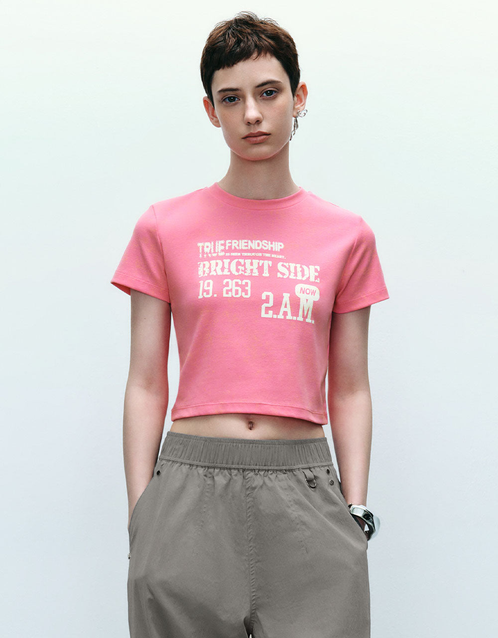 Letter Printed Crew Neck T-Shirt