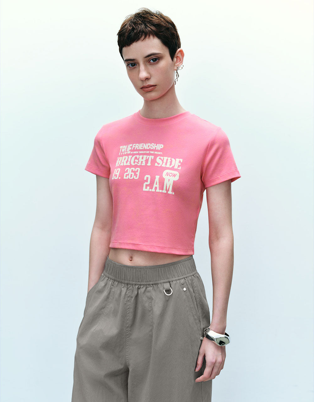 Letter Printed Crew Neck T-Shirt