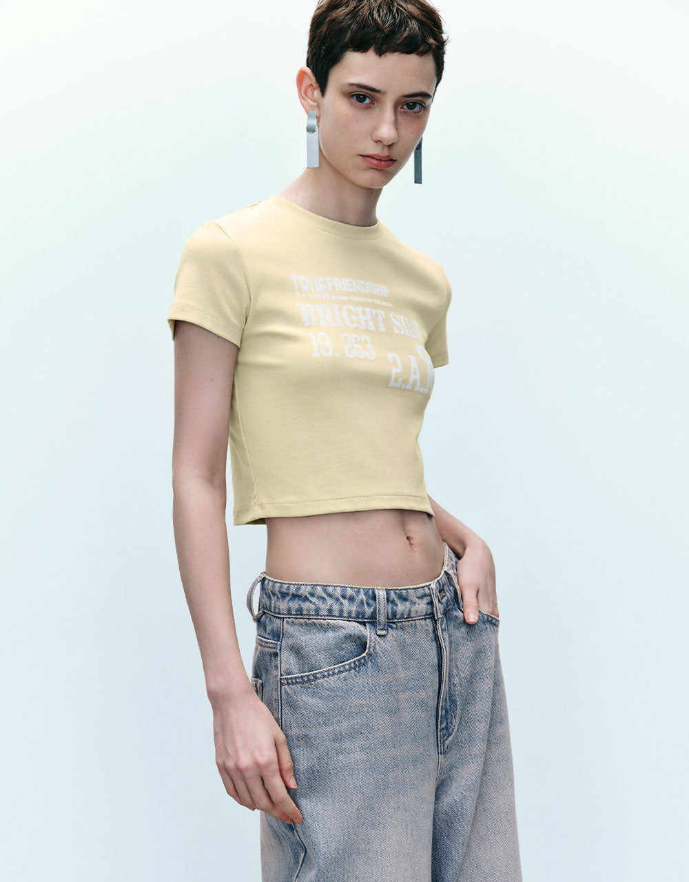 Letter Printed Crew Neck T-Shirt