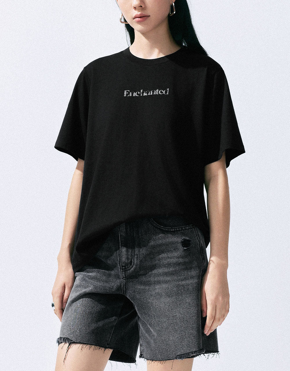 Letter Printed Crew Neck T-Shirt
