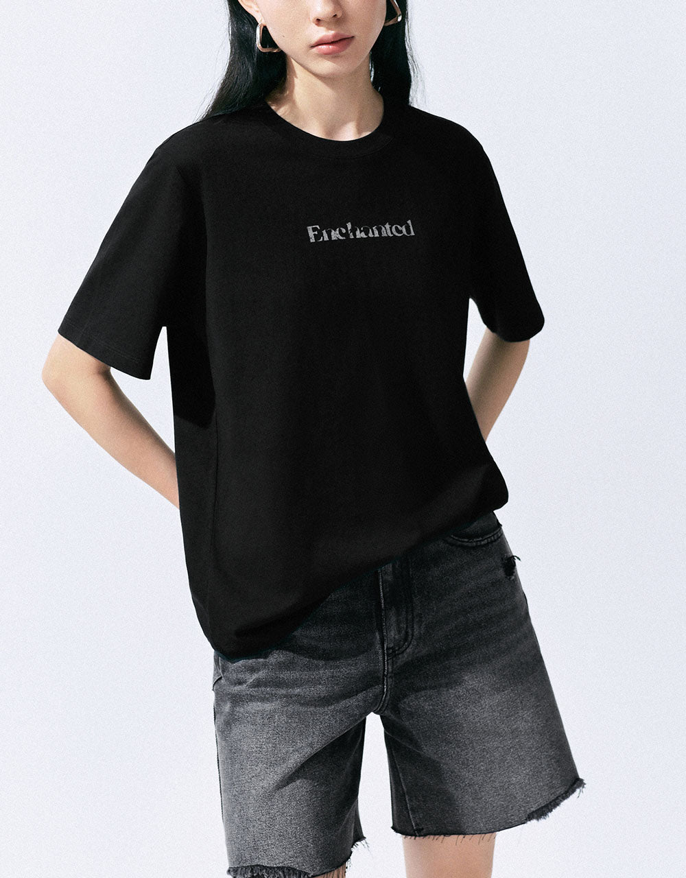 Letter Printed Crew Neck T-Shirt