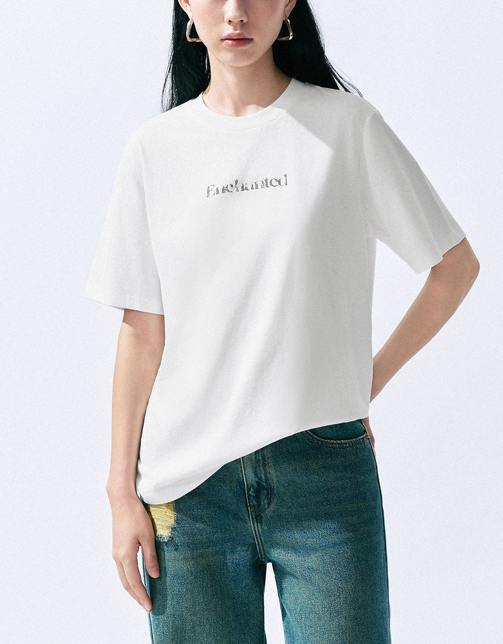 Letter Printed Crew Neck T-Shirt