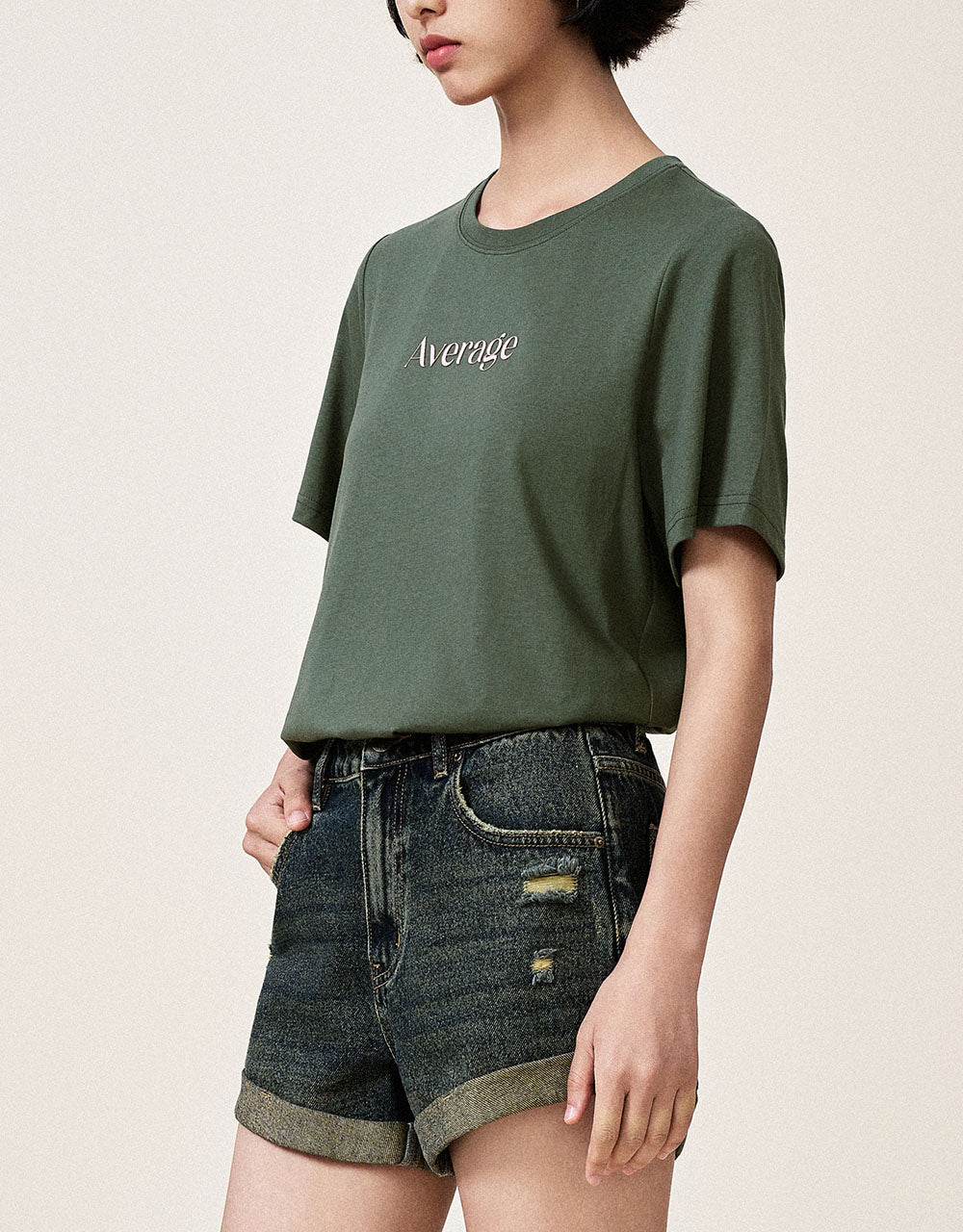 Letter Printed Crew Neck T-Shirt