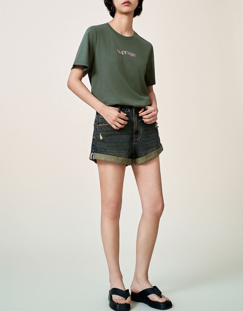 Letter Printed Crew Neck T-Shirt