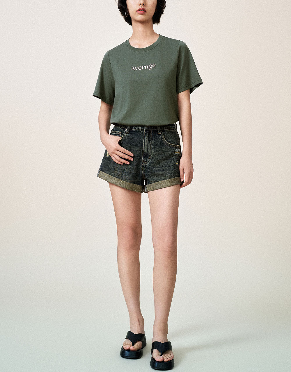 Letter Printed Crew Neck T-Shirt