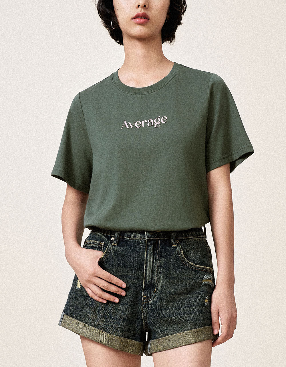 Letter Printed Crew Neck T-Shirt