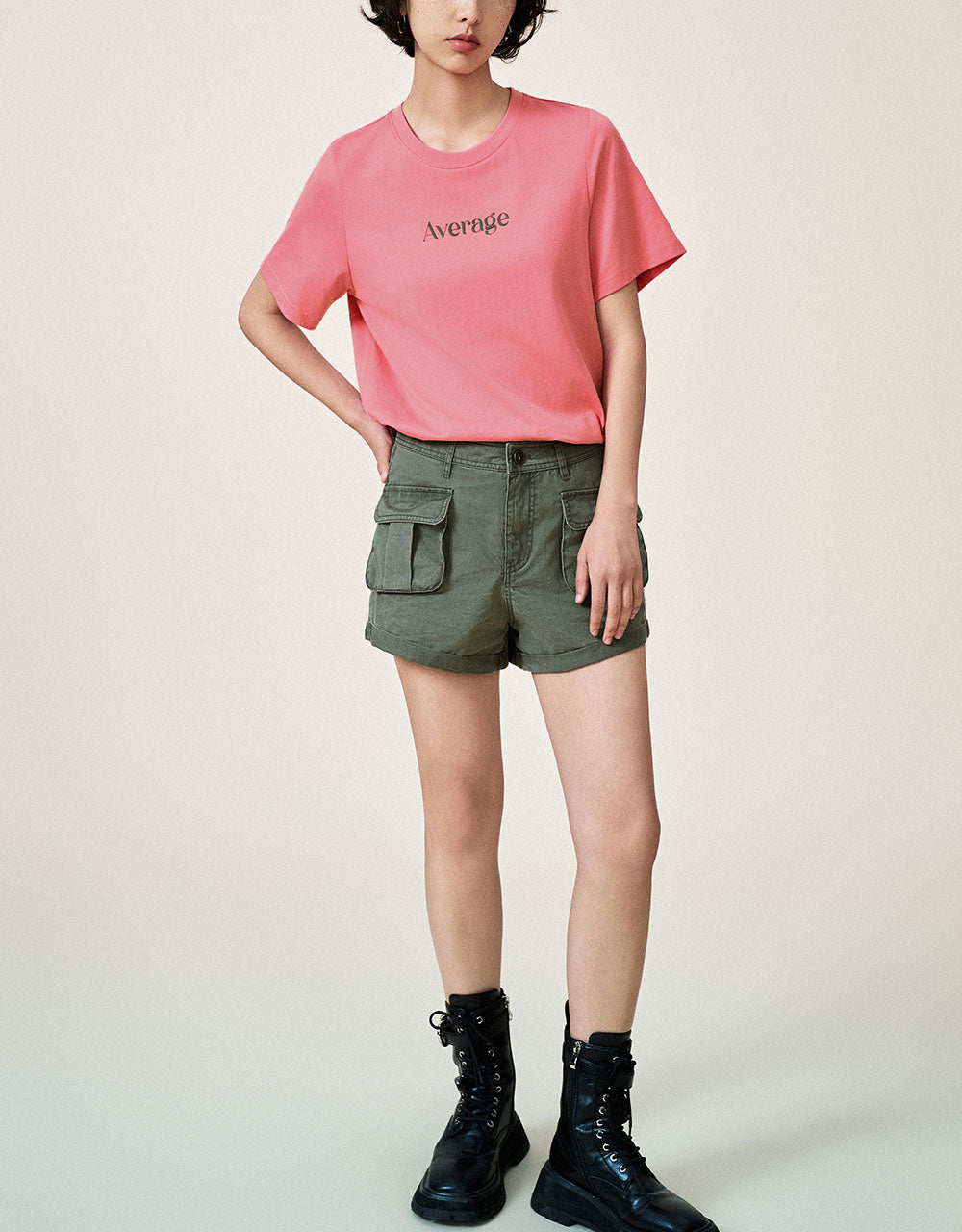 Letter Printed Crew Neck T-Shirt