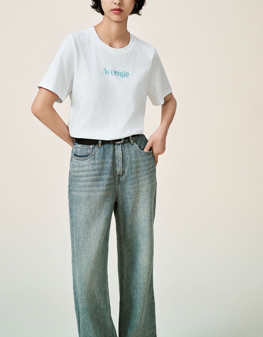 Letter Printed Crew Neck T-Shirt