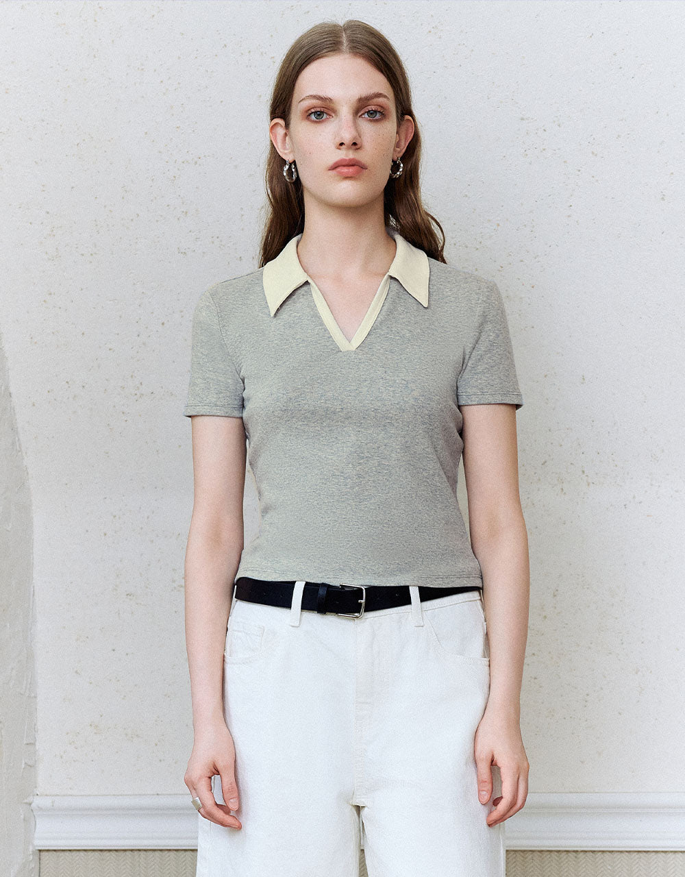 Collared Neck Two Toned T-Shirt