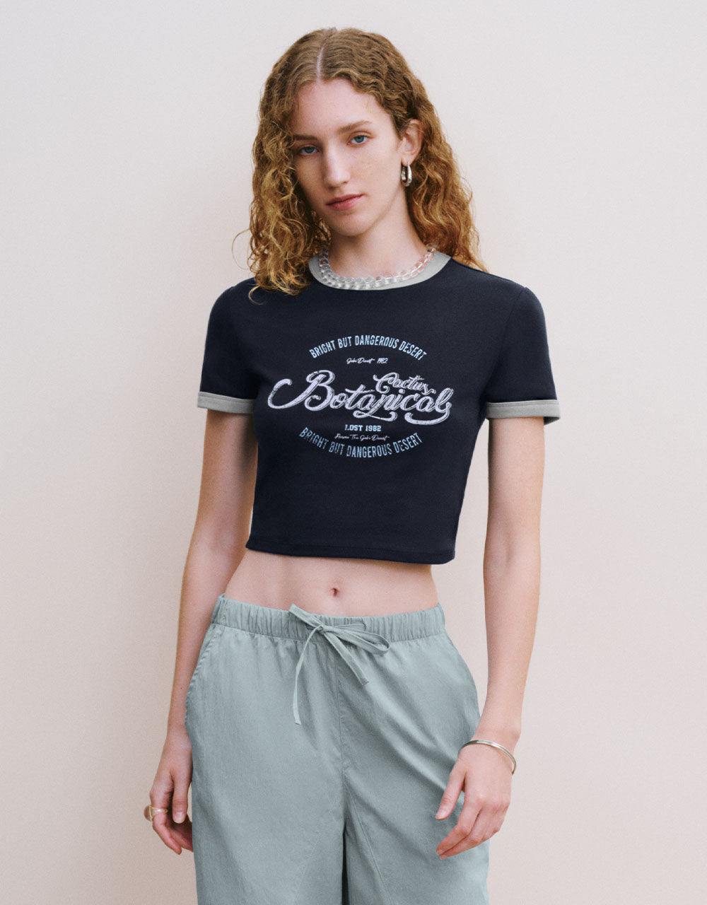 Letter Printed Crew Neck T-Shirt