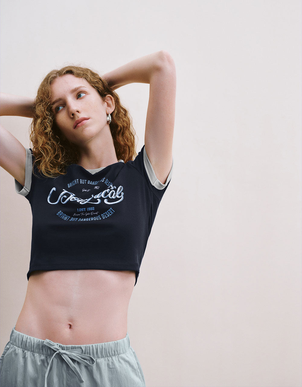 Letter Printed Crew Neck T-Shirt