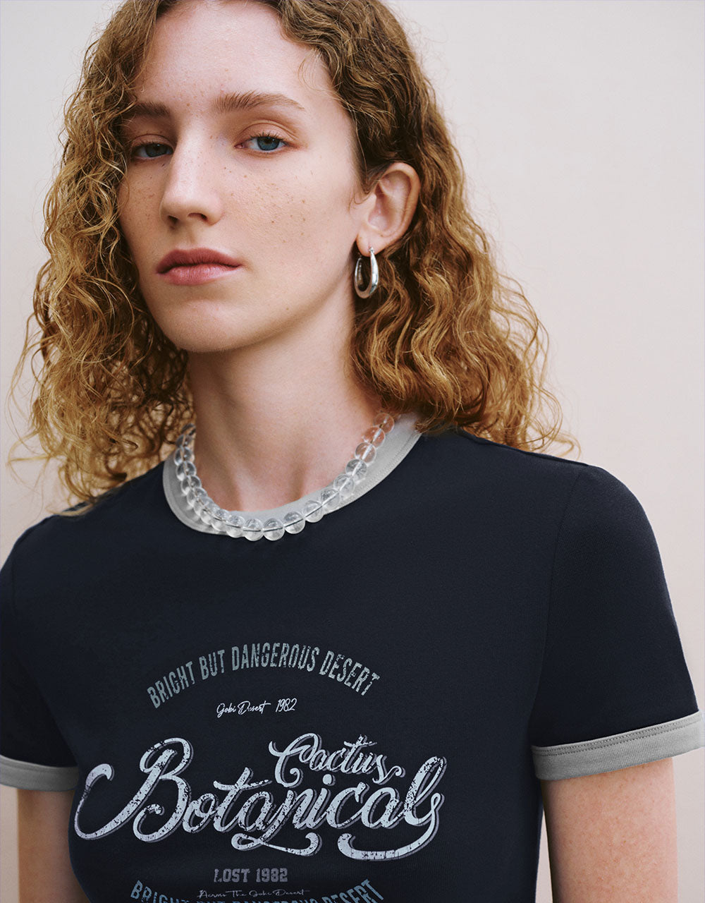 Letter Printed Crew Neck T-Shirt