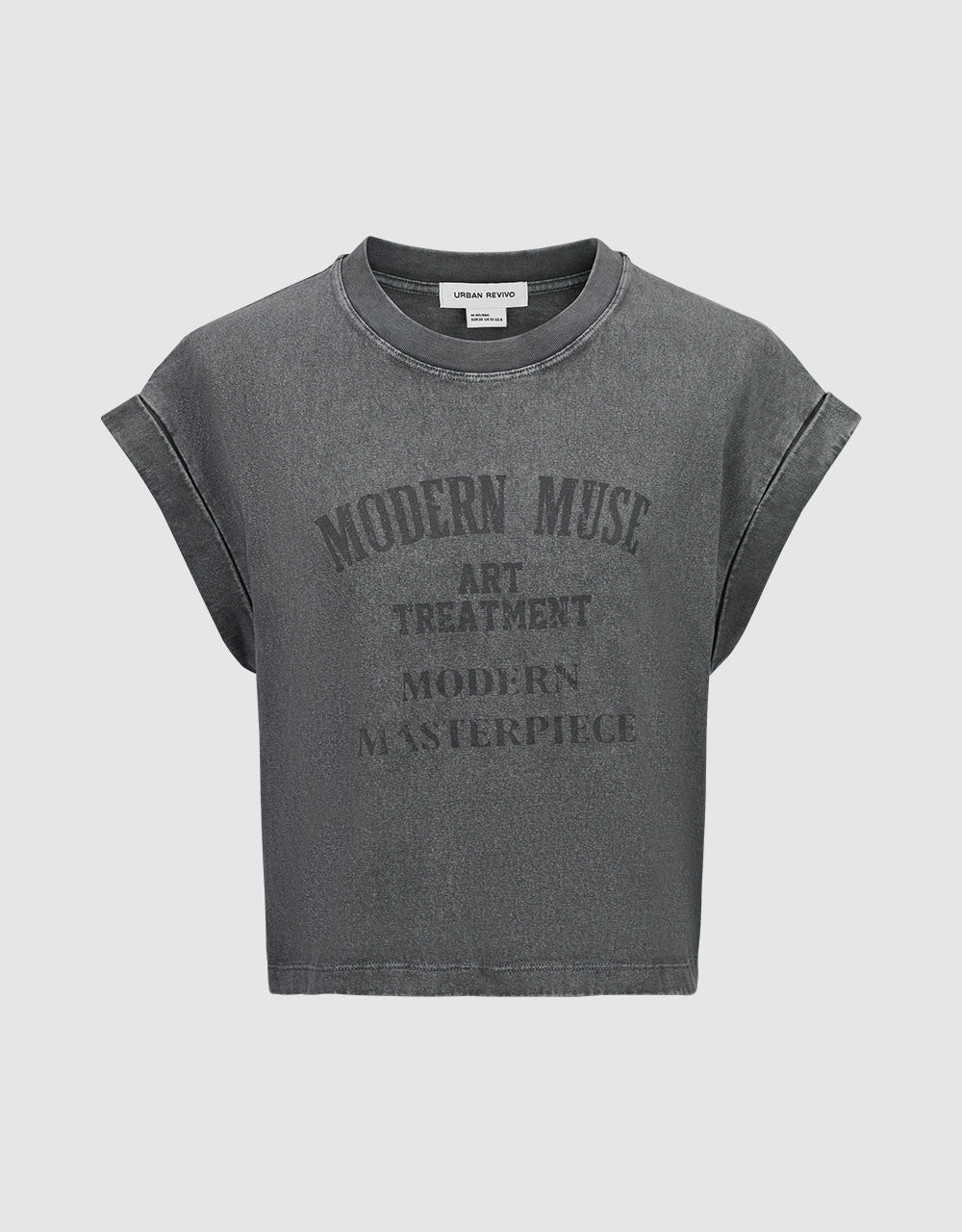 Letter Printed Crew Neck Sleeveless T-Shirt