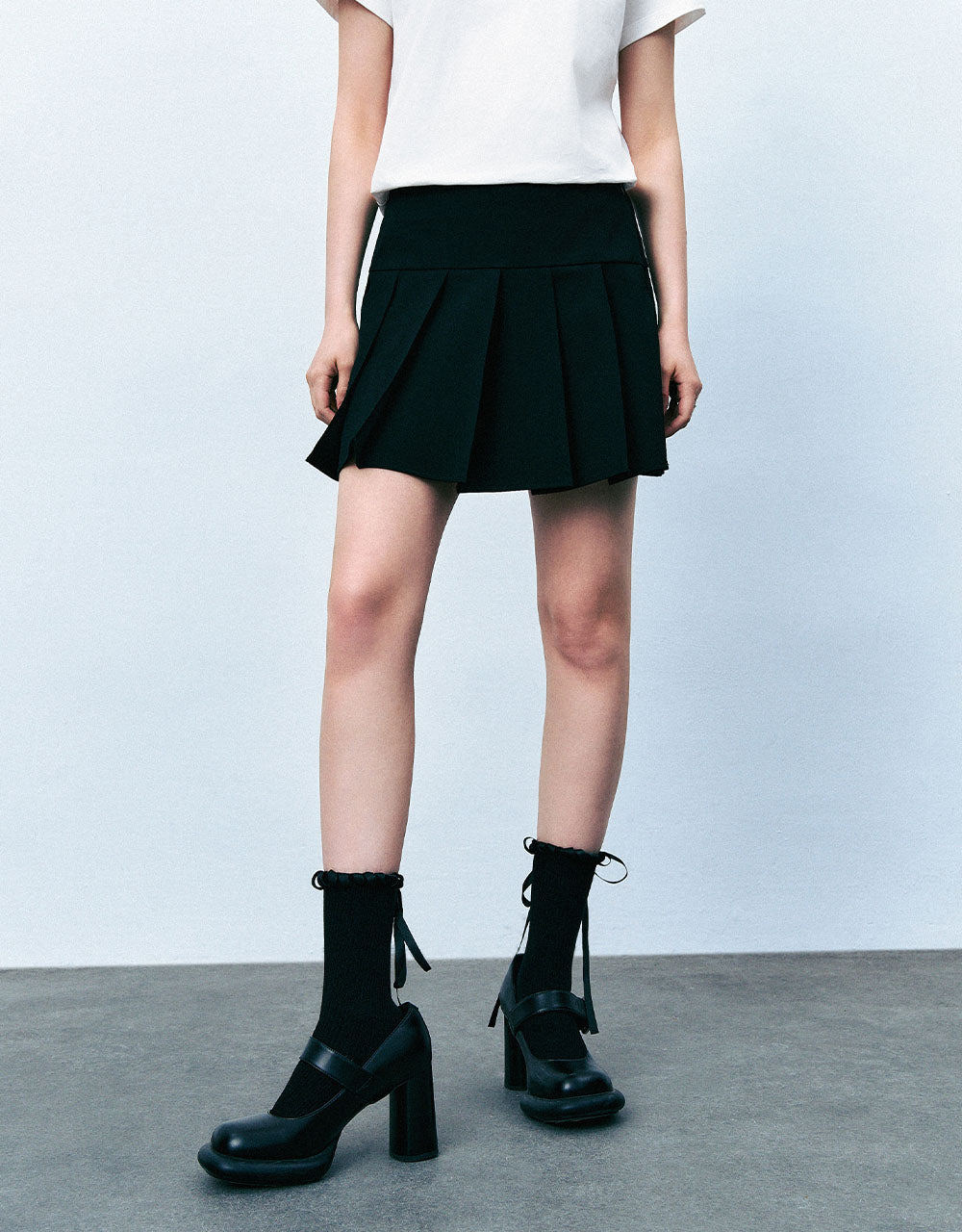 Pleated Mini A-Line Skirt