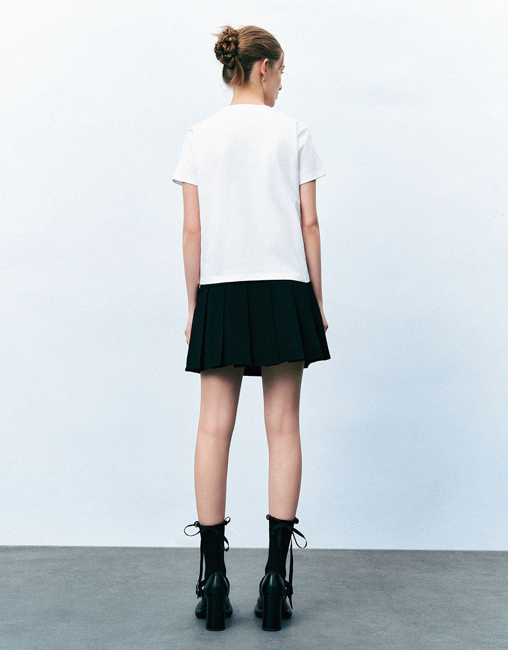 Pleated Mini A-Line Skirt