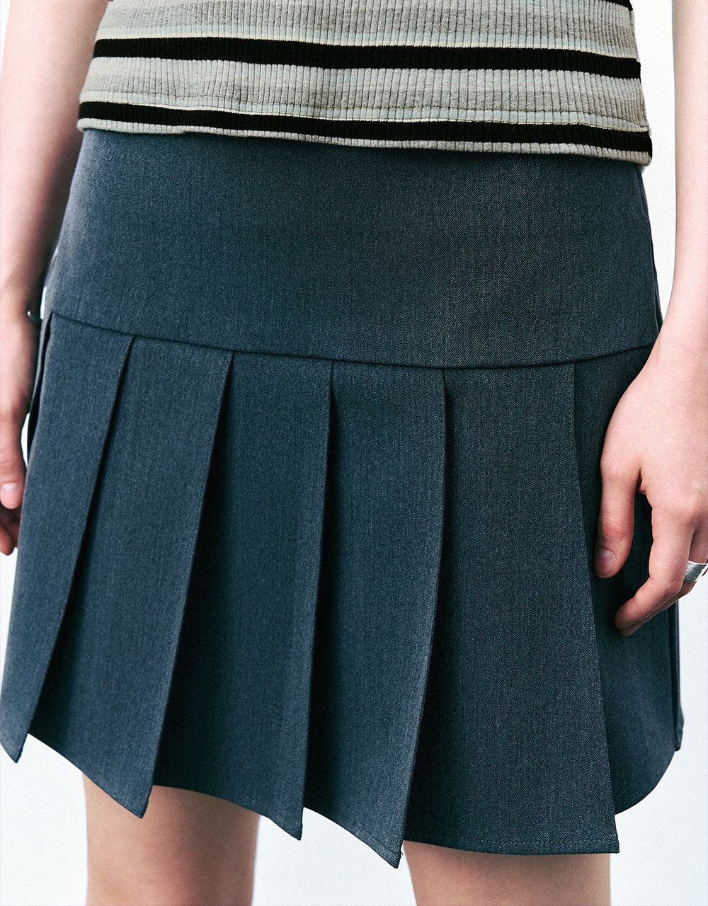 Pleated Mini A-Line Skirt