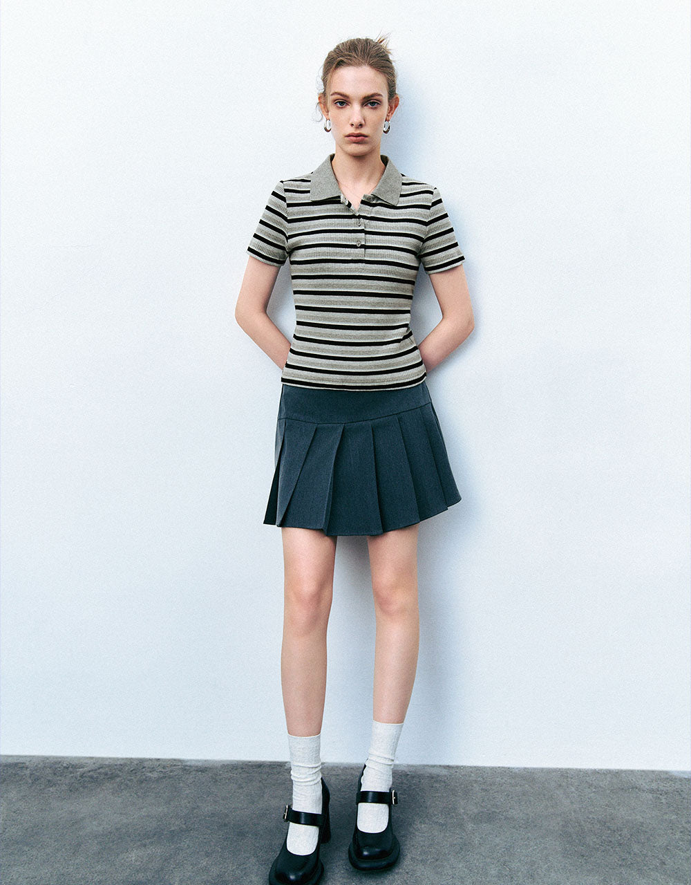 Pleated Mini A-Line Skirt