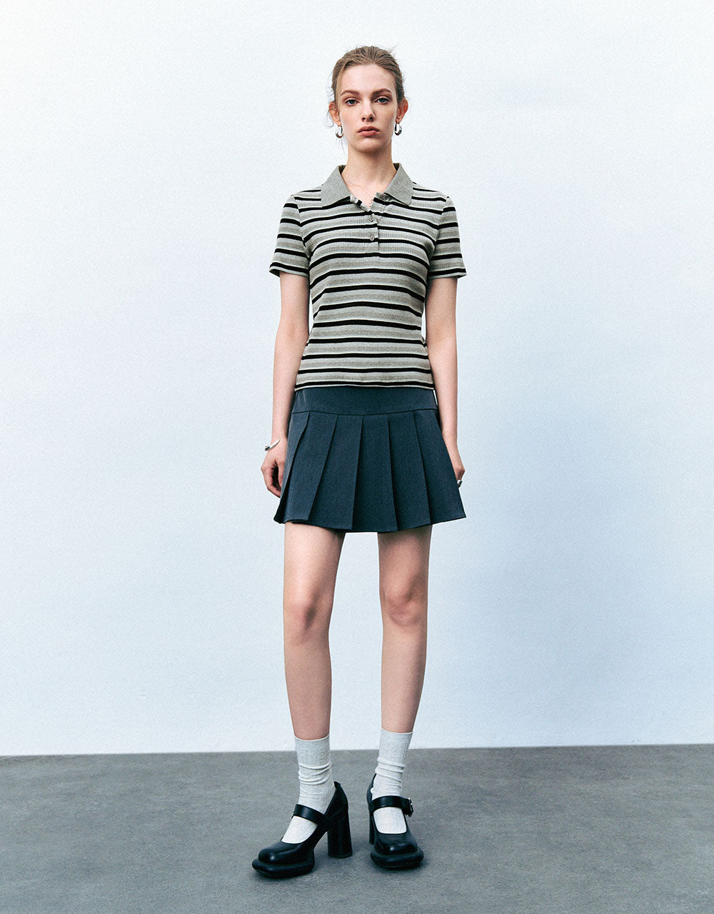 Pleated Mini A-Line Skirt