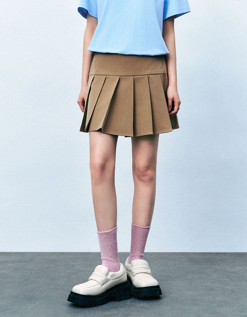 Pleated Mini A-Line Skirt