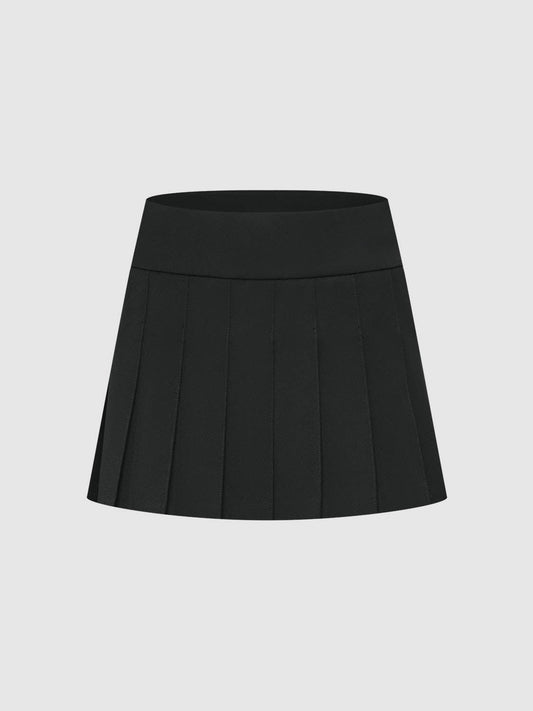 Pleated Mini A-Line Skirt