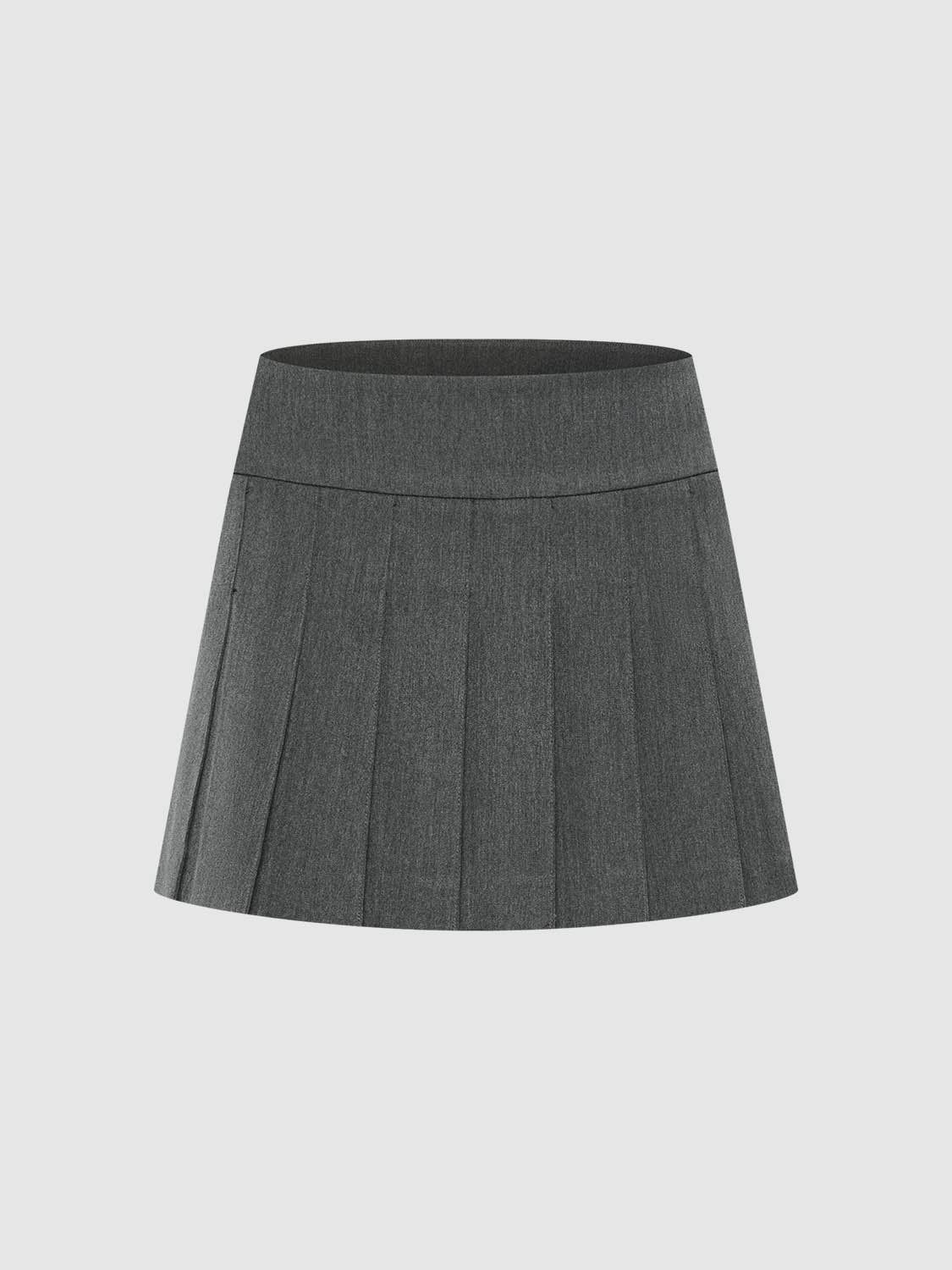 Pleated Mini A-Line Skirt