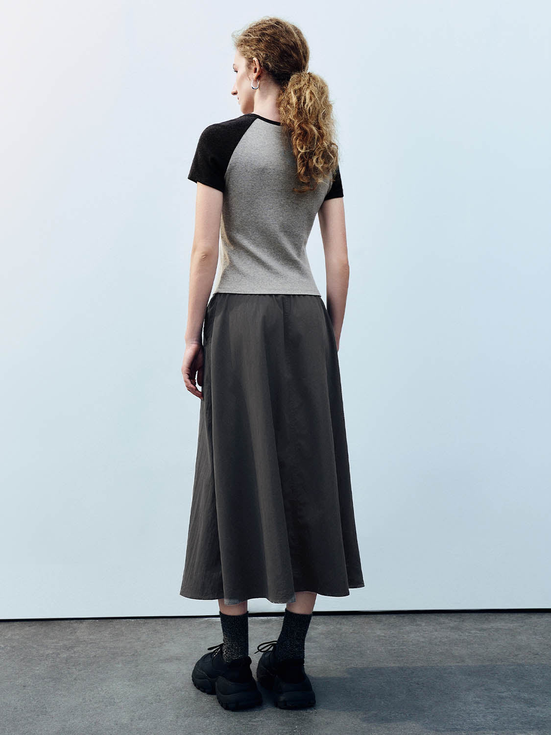 Elastic Waist A-Line Skirt