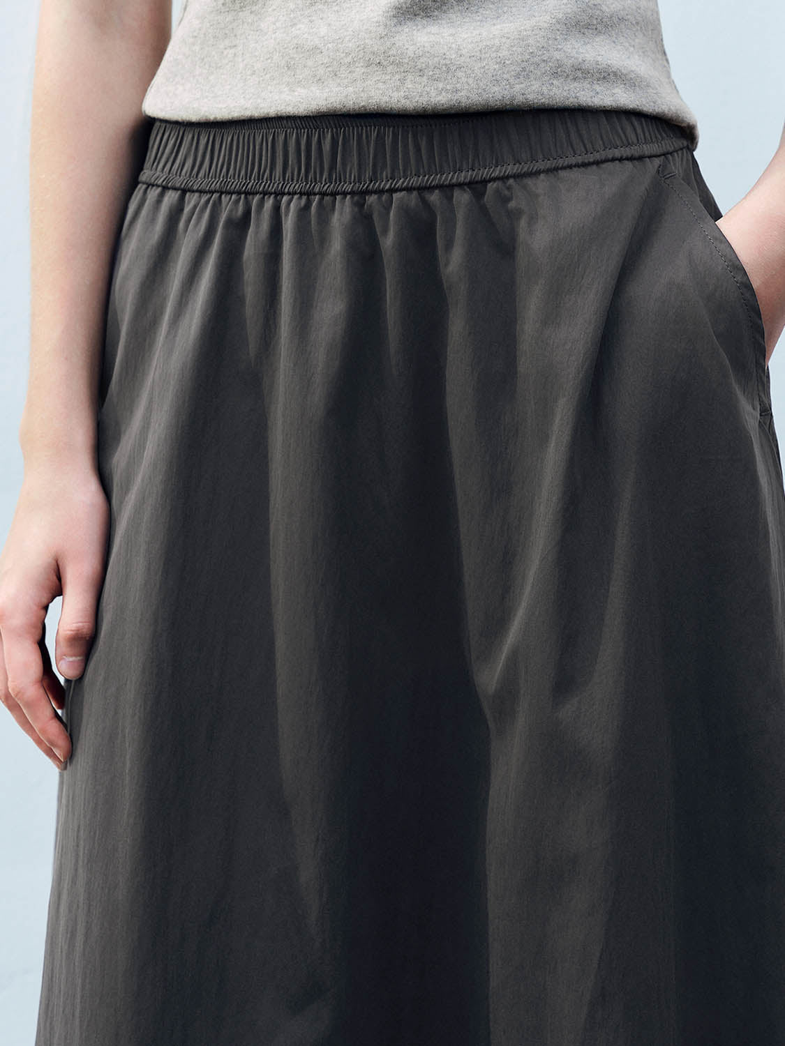 Elastic Waist A-Line Skirt