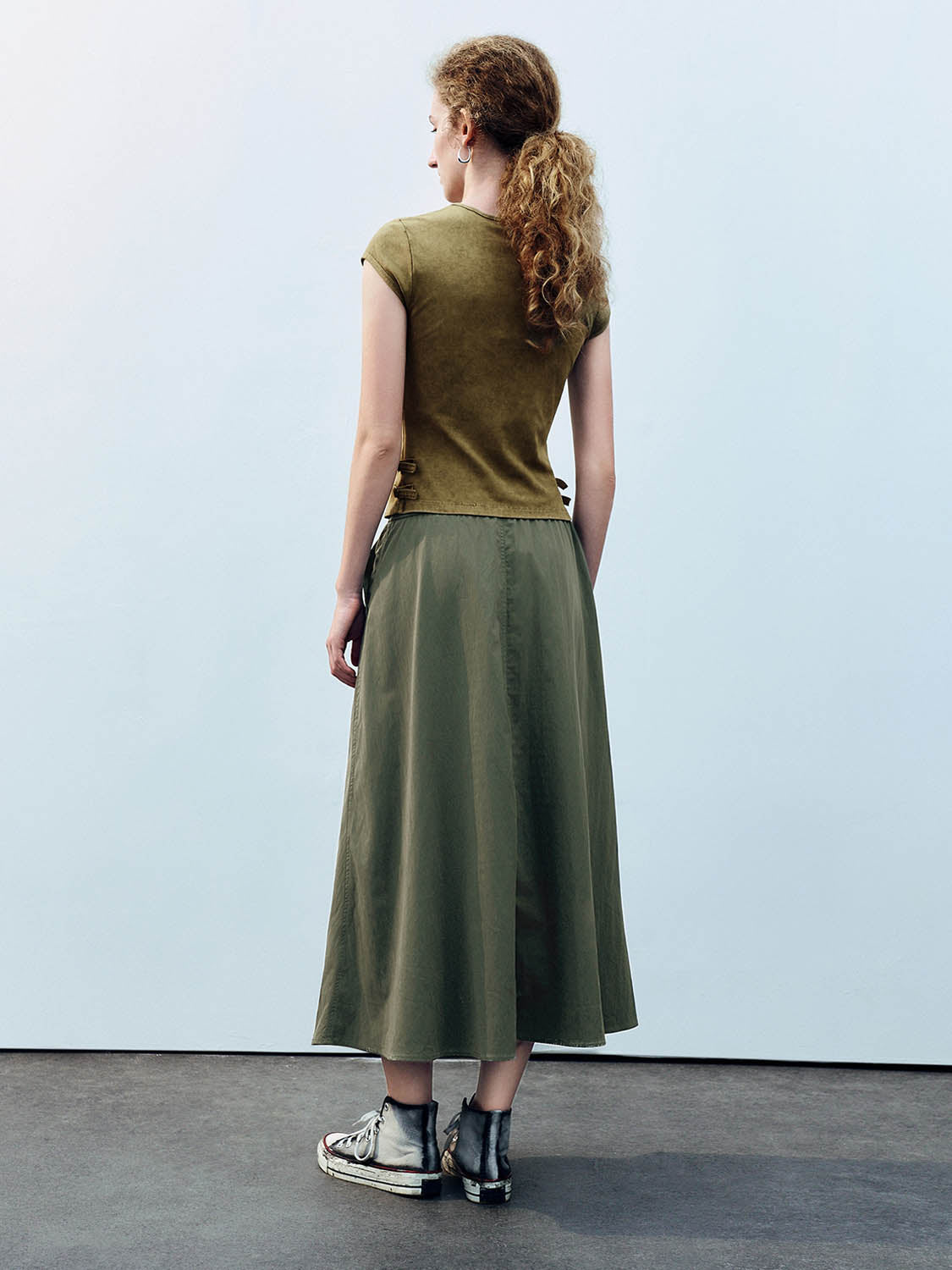 Elastic Waist A-Line Skirt