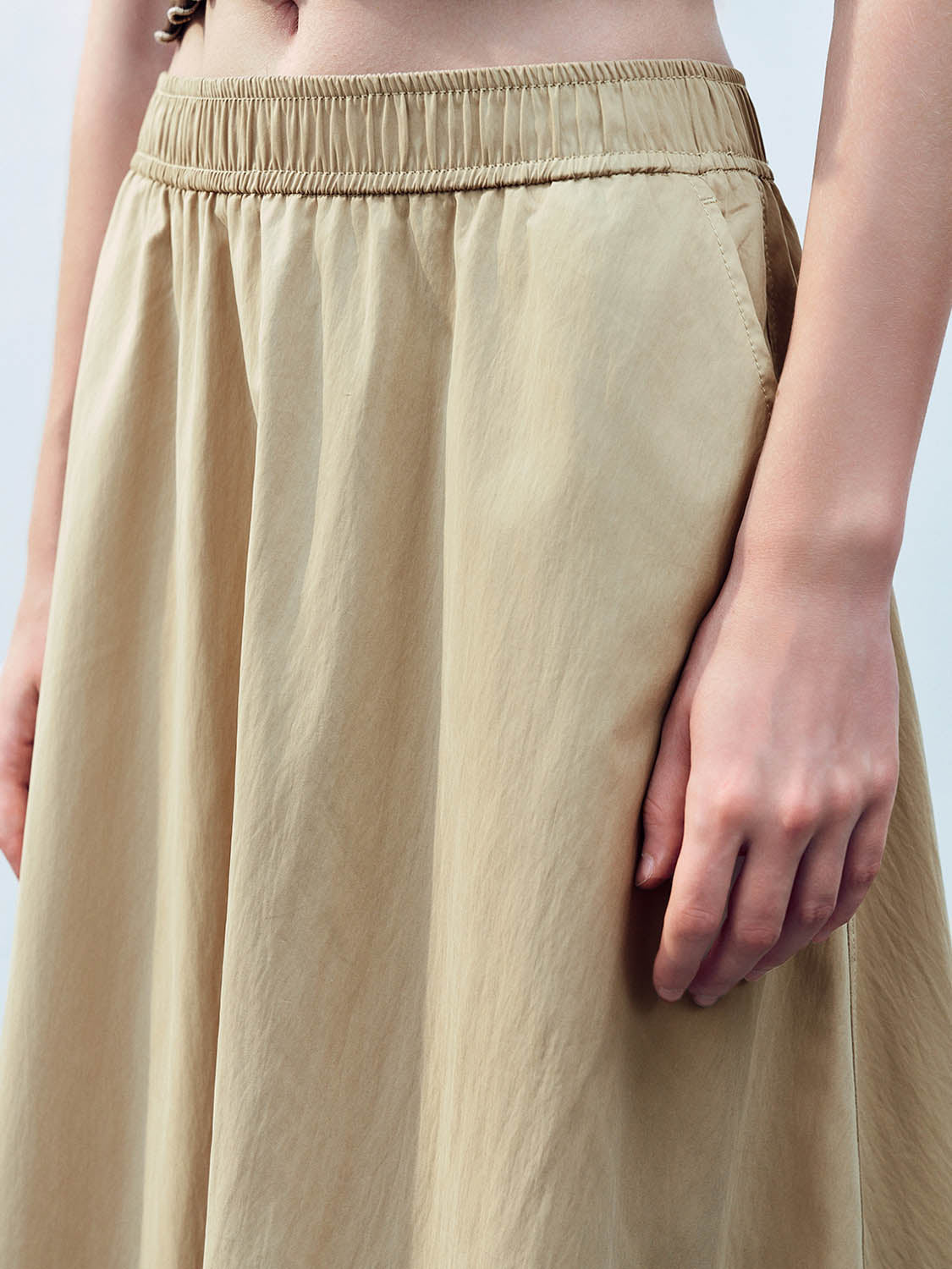 Elastic Waist A-Line Skirt