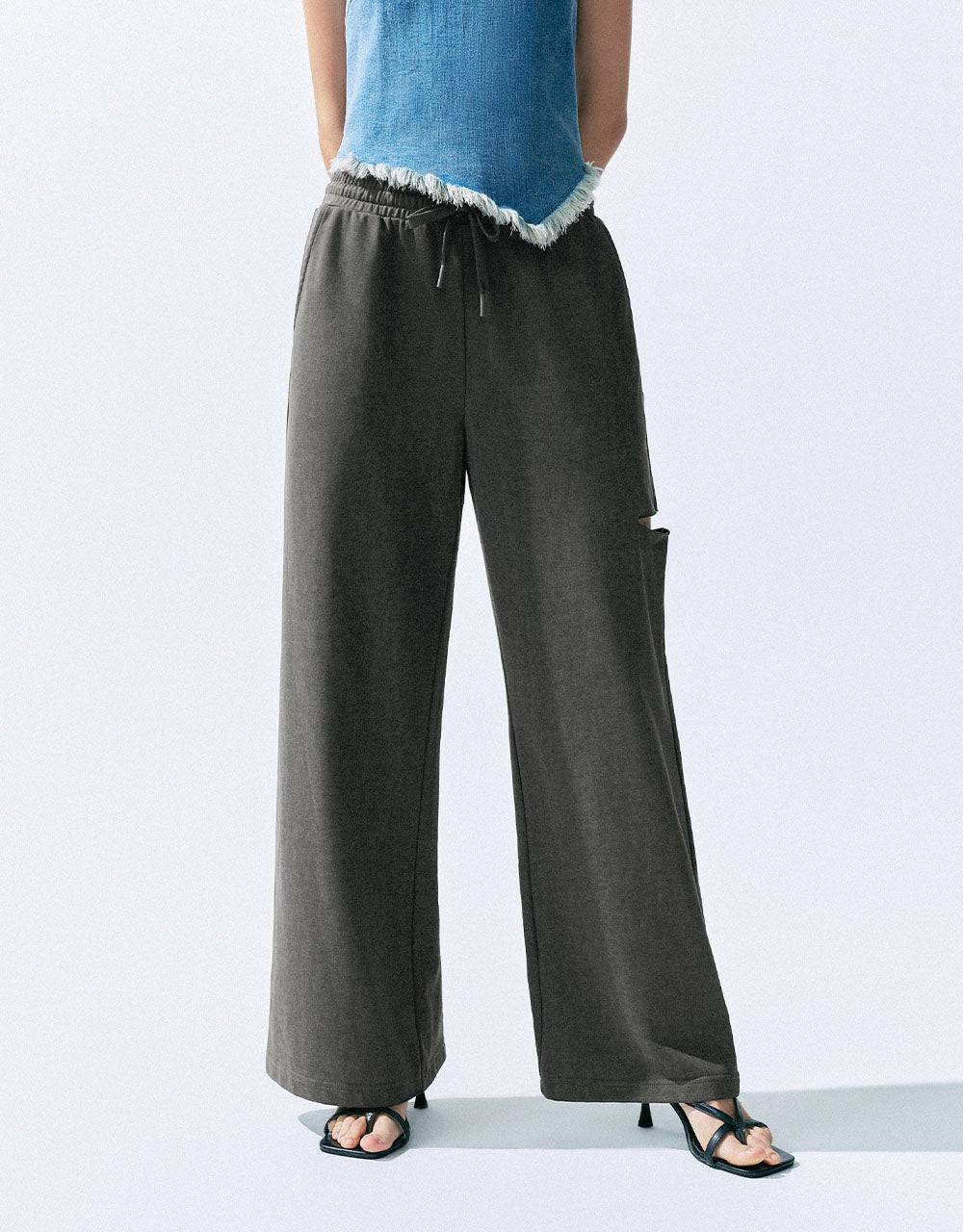 Drawstring Waist Straight Pants