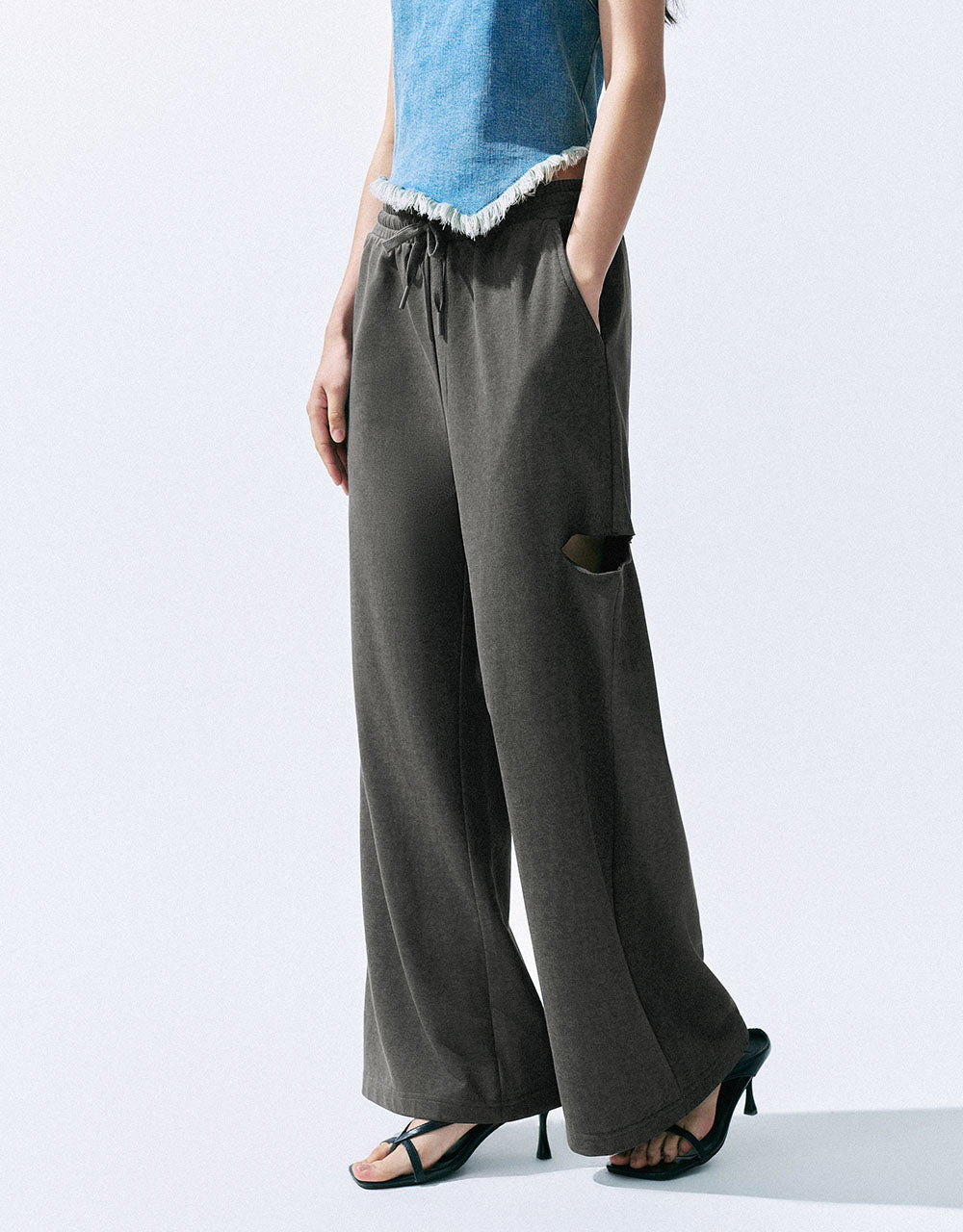 Drawstring Waist Straight Pants