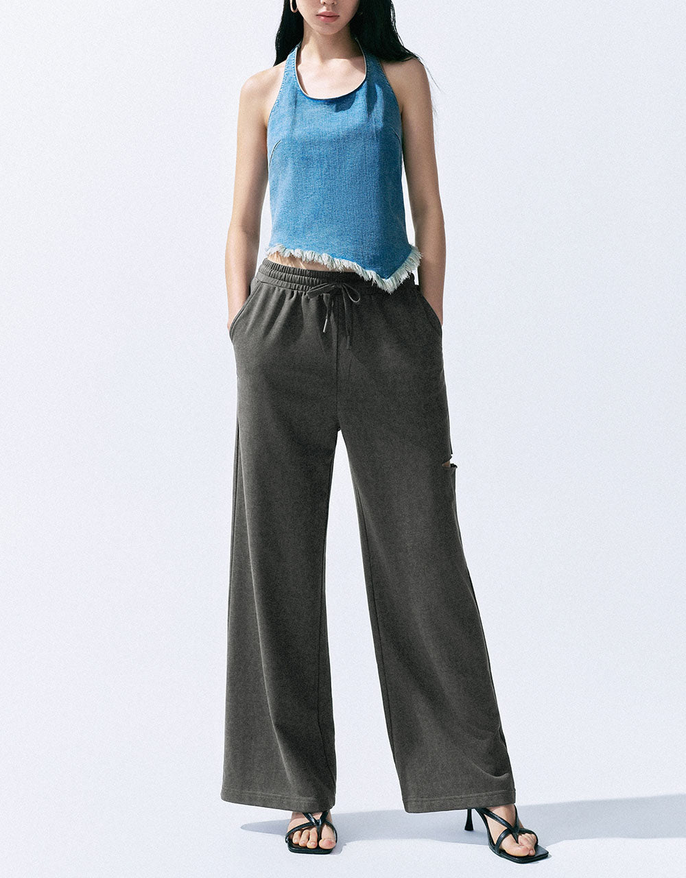 Drawstring Waist Straight Pants