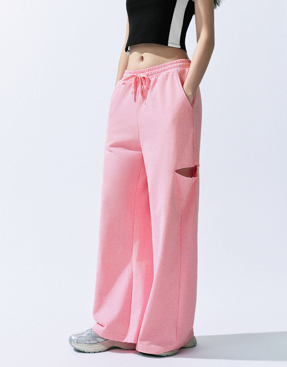 Drawstring Waist Straight Pants