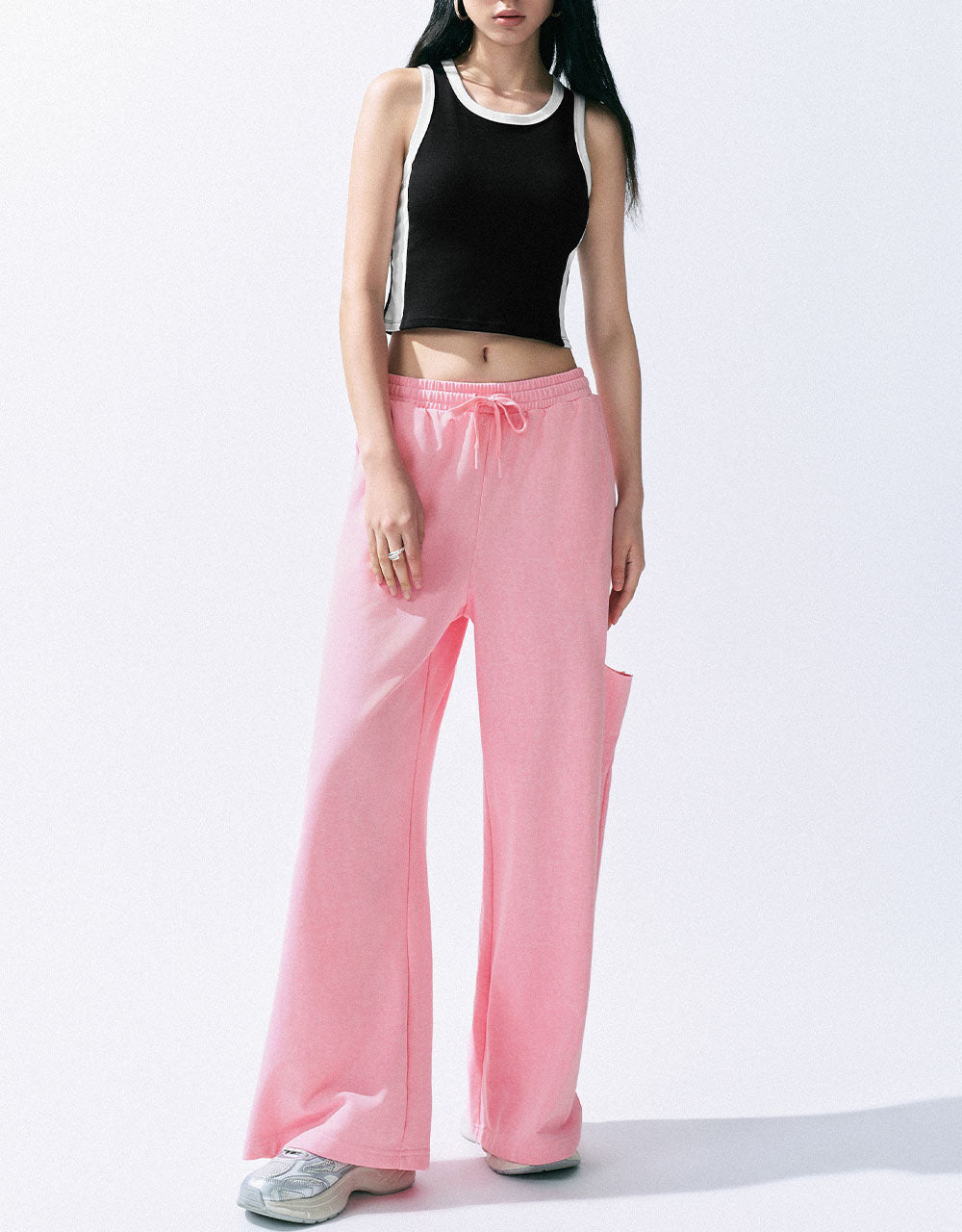 Drawstring Waist Straight Pants