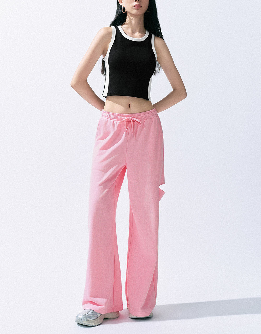 Drawstring Waist Straight Pants