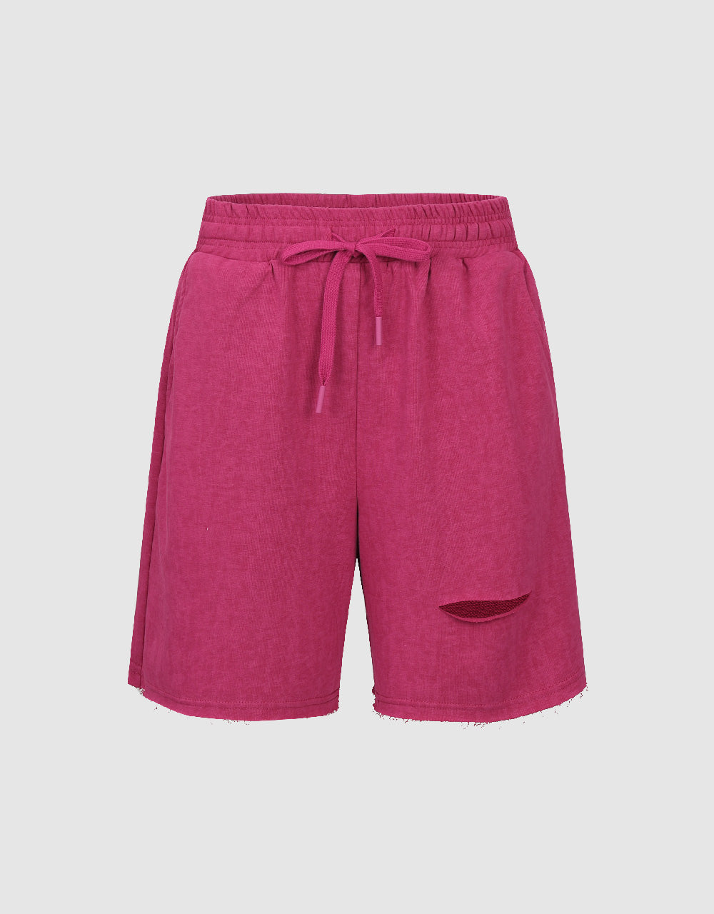 Drawstring Waist Raw Hem Loose Shorts