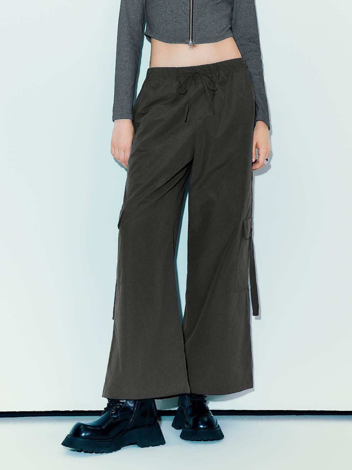 Drawstring Waist Straight Pants