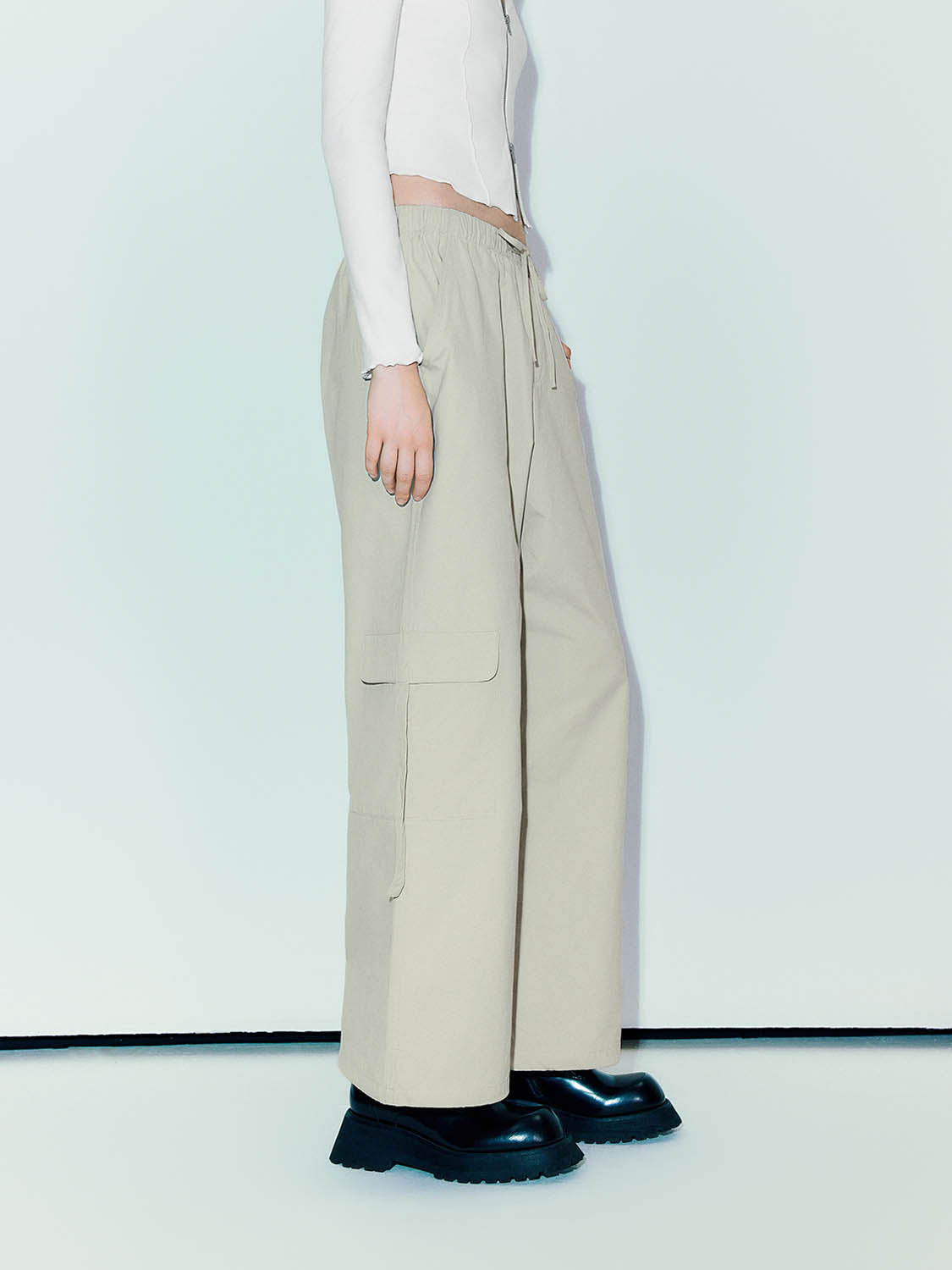 Drawstring Waist Straight Pants