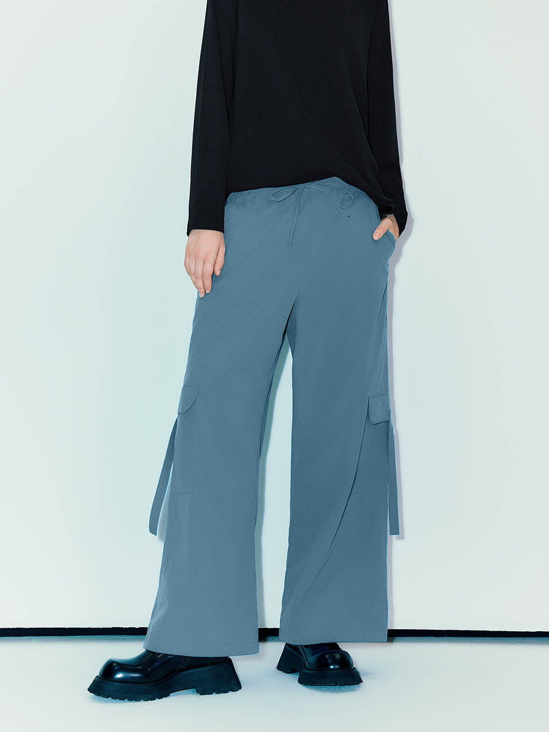 Drawstring Waist Straight Pants