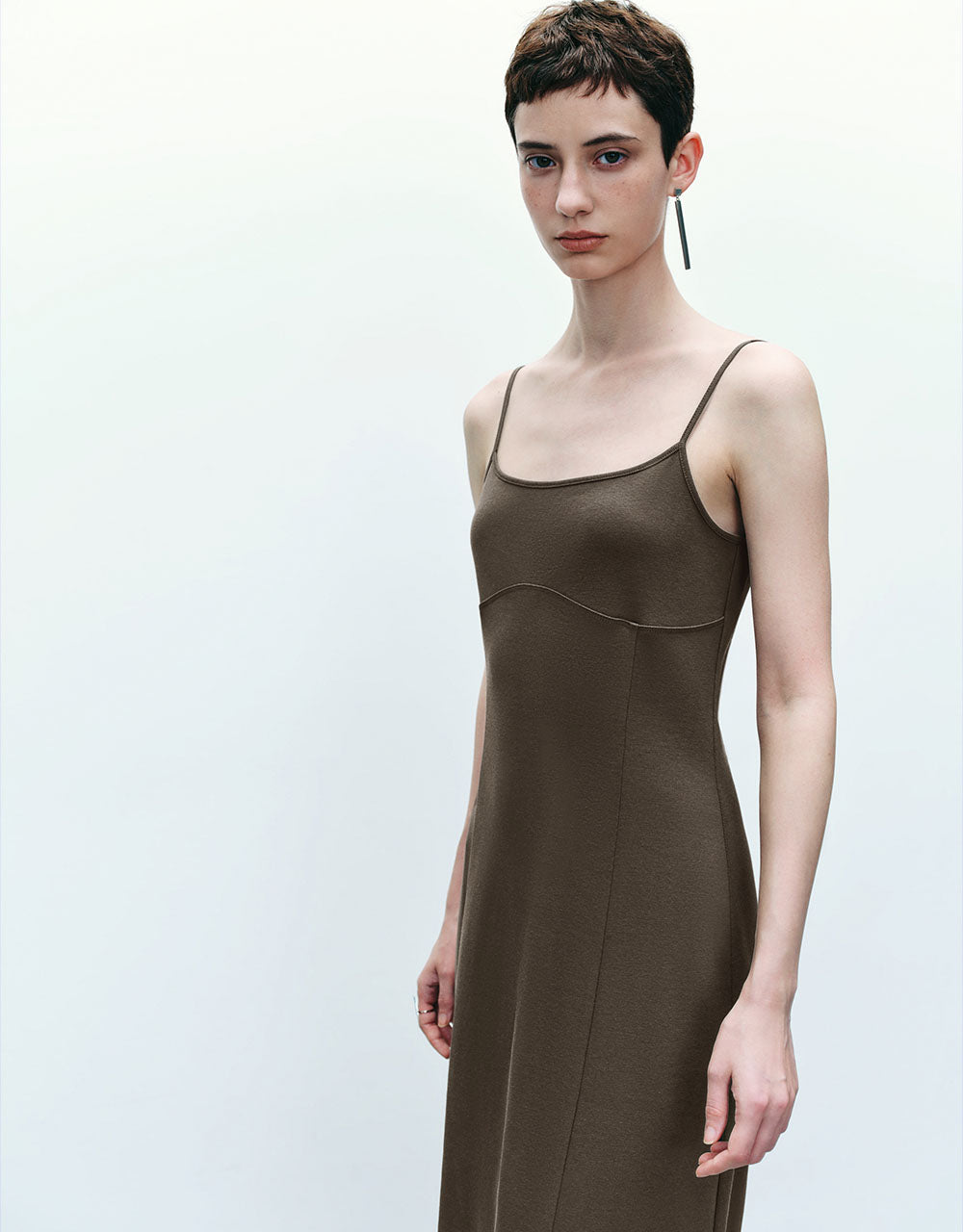 Square-cut Collar  Skinny Cami Dress