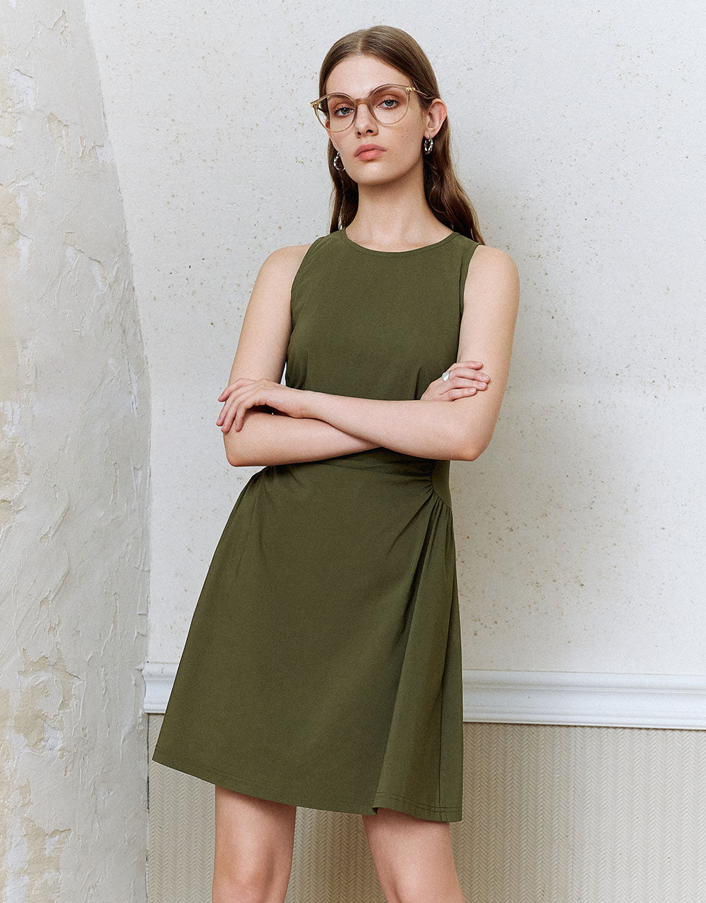 Sleeveless Crew Neck A-Line Dress