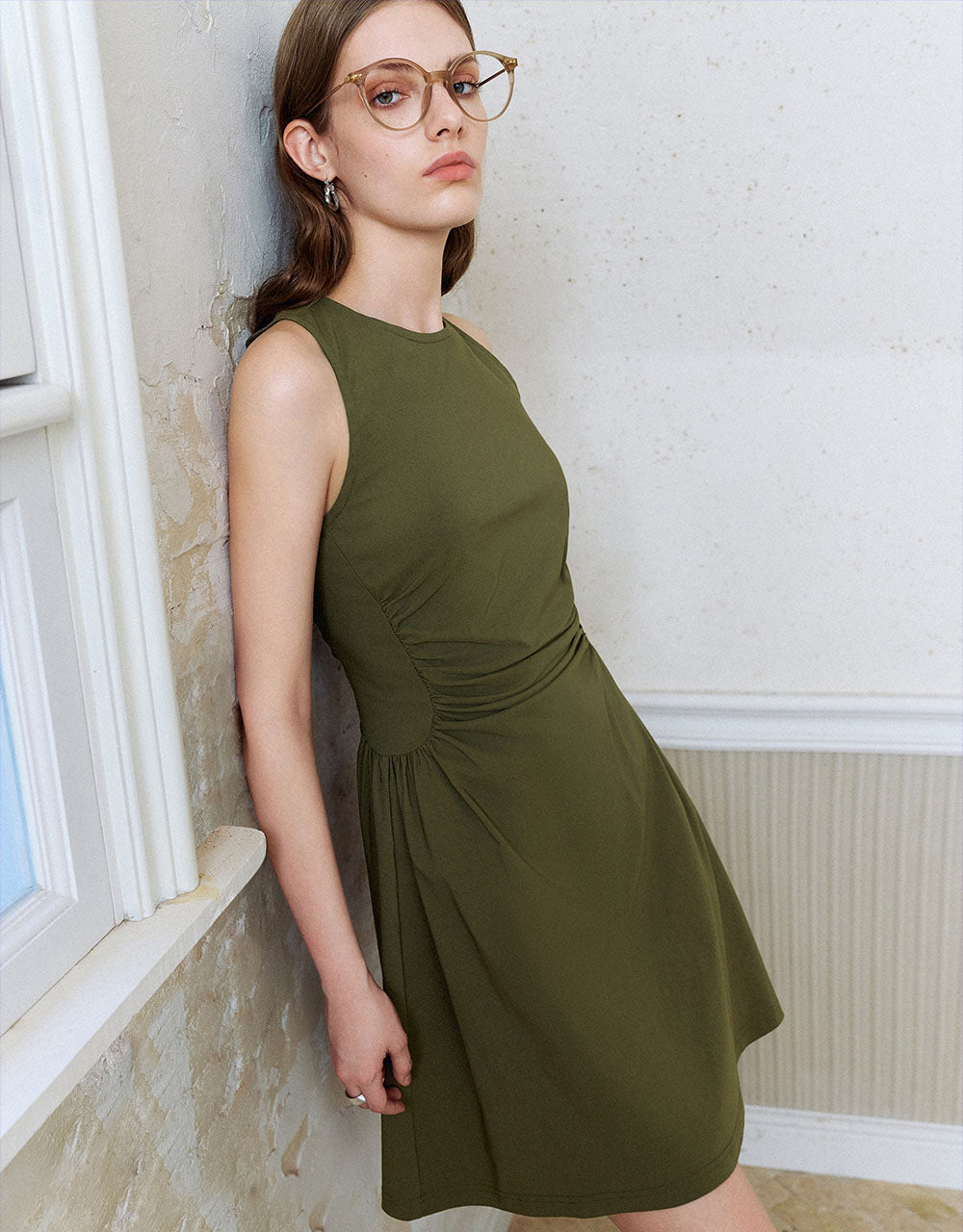 Sleeveless Crew Neck A-Line Dress