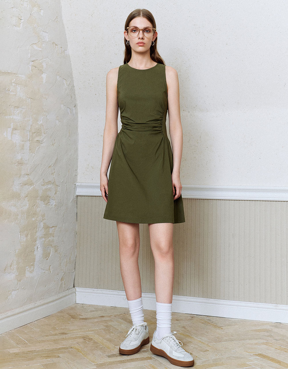 Sleeveless Crew Neck A-Line Dress