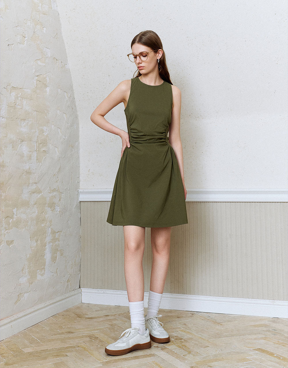 Sleeveless Crew Neck A-Line Dress