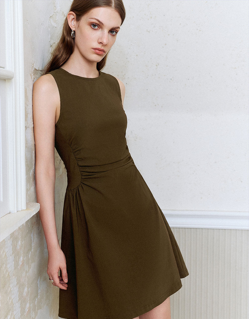 Sleeveless Crew Neck A-Line Dress