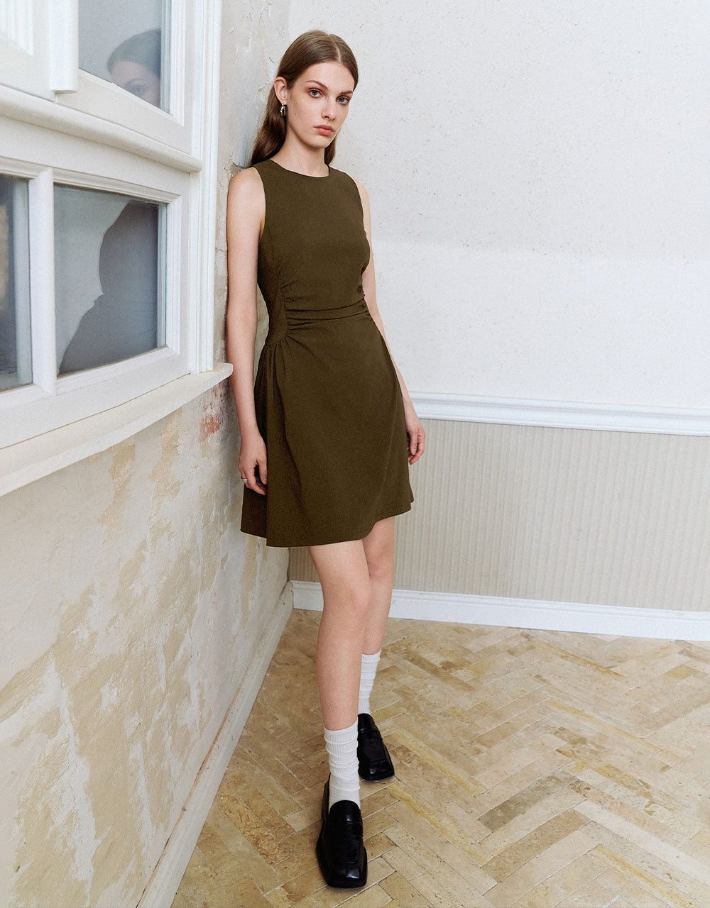 Sleeveless Crew Neck A-Line Dress