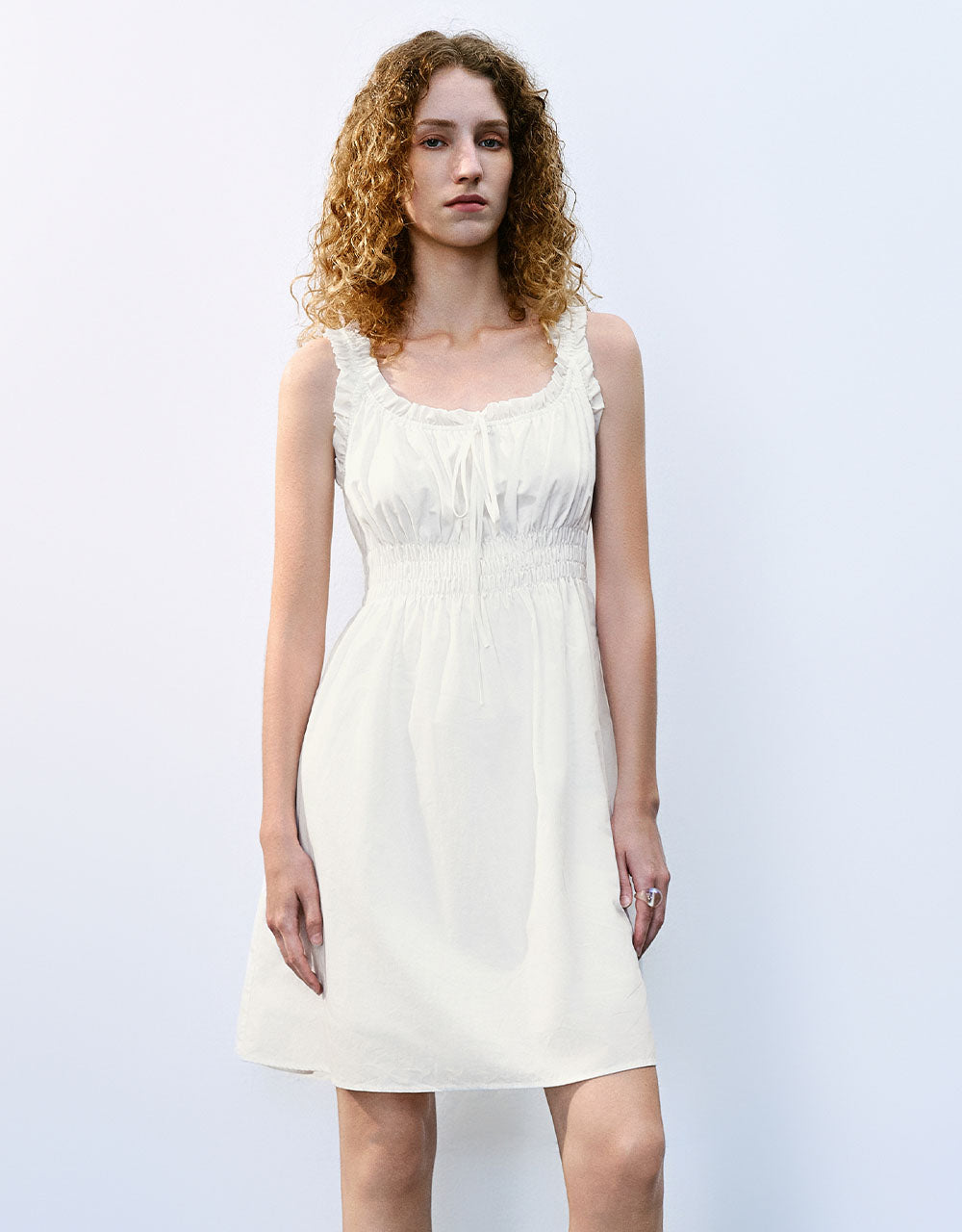 Sqare-cut Collar A-Line Dress